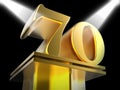 Golden Seventy On Pedestal Means Honourable Royalty Free Stock Photo