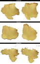 Golden shapes from Suriname,Uruguay, Venezuela