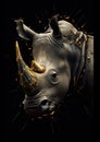Golden Shattered Rhino in Abstract Artistry. Generative ai