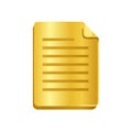 Golden Sheet of Paper with Horizontal Lines Icon Symbol Represents Document or Contract Royalty Free Stock Photo