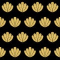 Golden shell background sparkling shiny sea shell seamless pattern for chic design