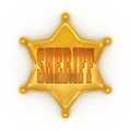 Golden sheriff badge isolated on white background 3d rendering
