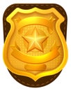 Golden sheriff badge mockup. Police detective sign Royalty Free Stock Photo