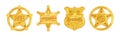 Golden Sheriff Badges with Star as Authority Sign Vector Set Royalty Free Stock Photo