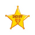 Golden sheriff star badge, American justice emblem vector Illustration on a white background Royalty Free Stock Photo