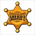 Golden sheriff star badge vector illustration Royalty Free Stock Photo