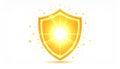 Golden Shield with Bright Sunburst and Sparkles Royalty Free Stock Photo