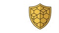 Golden Shield with Hexagonal Pattern on White Background Royalty Free Stock Photo