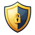 Golden Shield with Padlock Symbol for Security and Protection Royalty Free Stock Photo
