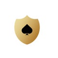 Golden shield with spades icon