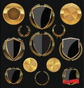 Golden Shields, labels and laurels, gold and black collection