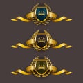 Golden shields with laurel wreath Royalty Free Stock Photo