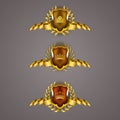 Golden shields with laurel wreath Royalty Free Stock Photo