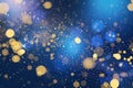 Golden Shimmer And Blue Particles Create A Festive Abstract Background For Christmas Royalty Free Stock Photo