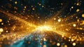 Golden shimmering particles exploding with light and energy Royalty Free Stock Photo