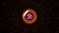 Golden Shine Glitter Dust Tunnel Blast Hinduism Omkara Devanagari Symbol Mandala Flower With View Camera Depth Of Field