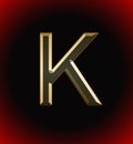 Golden and shining Alphabet(letter) K and name of individual (boy or Girl)