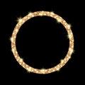 Golden shining circle frame with glitter and sparkles Royalty Free Stock Photo