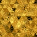 Golden shining polygonal patchwork surface texture
