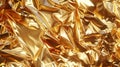 Golden shiny crumpled foil. Gold, yellow, metallic texture, background, abstract, simple, 3D rendering, close up. Generated by Royalty Free Stock Photo