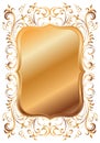 Golden shiny glowing ornate frame isolated over white Royalty Free Stock Photo