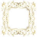 Golden shiny glowing ornate frame isolated over white Royalty Free Stock Photo