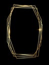 Golden shiny glowing polygonal frame isolated over black