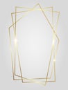 Golden shiny glowing polygonal frame isolated