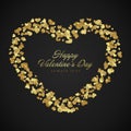 Golden shiny hearts confetti Valentine's day Royalty Free Stock Photo