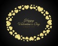 Golden shiny hearts confetti Valentine's day or Royalty Free Stock Photo