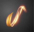 Golden shiny light trail lines vector background. EPS10