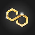 Golden shiny polygon icon badge symbol vector