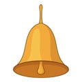 Golden ship bell icon, cartoon style