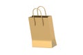 Golden shopping bag isolated on white background.