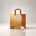 golden shopping bag on a white background Royalty Free Stock Photo