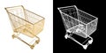 Golden Shopping Cart with Alpha Mask for Easy Adding. Royalty Free Stock Photo