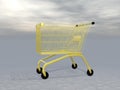 Golden shopping cart - 3D render Royalty Free Stock Photo