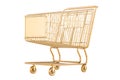 Golden shopping cart. 3D rendering