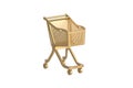 Golden shopping cart isolated on white background