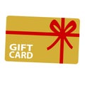 Golden Shopping Gift Card Icon With Red Ribbon