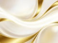 Smooth Golden Curves Intertwining with Soft White Fabric-like Waves Royalty Free Stock Photo