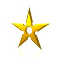 Golden shuriken 3d illustration