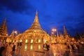 Shwedagon Pagoda with reflection and twilight
