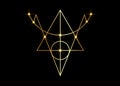 Golden Sigil of Protection. Magical Amulets. Can be used as tattoo, logos and prints. Gold Wiccan occult symbol, sacred geometry