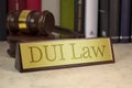 Golden sign with gavel and dui law Royalty Free Stock Photo