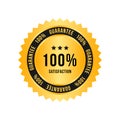 Golden sign 100 percent satisfaction guarantee. Flat vector illustration EPS 10