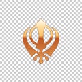 Golden Sikhism religion Khanda symbol isolated object on transparent background. Khanda Sikh symbol. Flat design. Vector Royalty Free Stock Photo