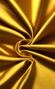 Close up silk fabric yellow, luxury themed abstract background. Silk fabric golden, satin fabric wave background. Royalty Free Stock Photo