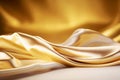 Golden silk fabric texture background. Gold and cream elegant luxury satin cloth with wave. Prestigious, award Royalty Free Stock Photo