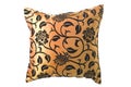 Golden silk pillow with black ornaments